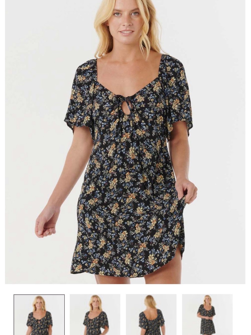 Rip Curl Black Floral Tie-Front Chemise